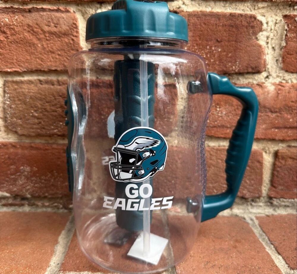 Philadelphia Eagles Thermos 83oz Quencher water Jug Ice Stick Straw Handle NEW